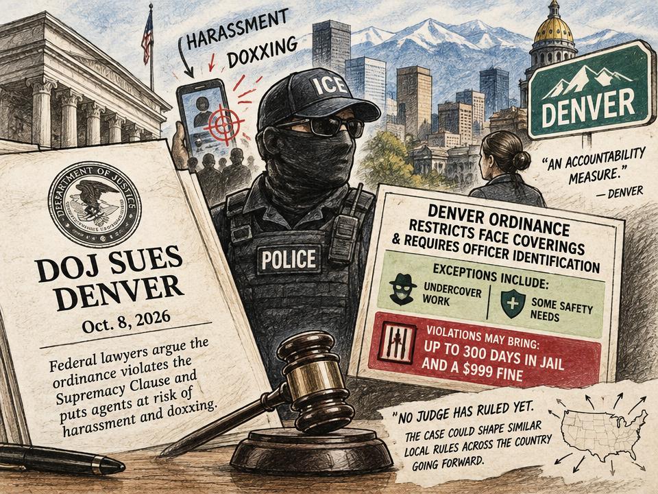 DOJ Sues Denver Over Rules Requiring Federal Agents to Unmask