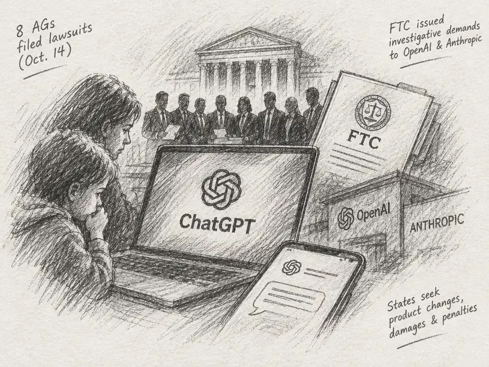 Eight States Sue OpenAI as FTC Opens Separate AI Safety Probe